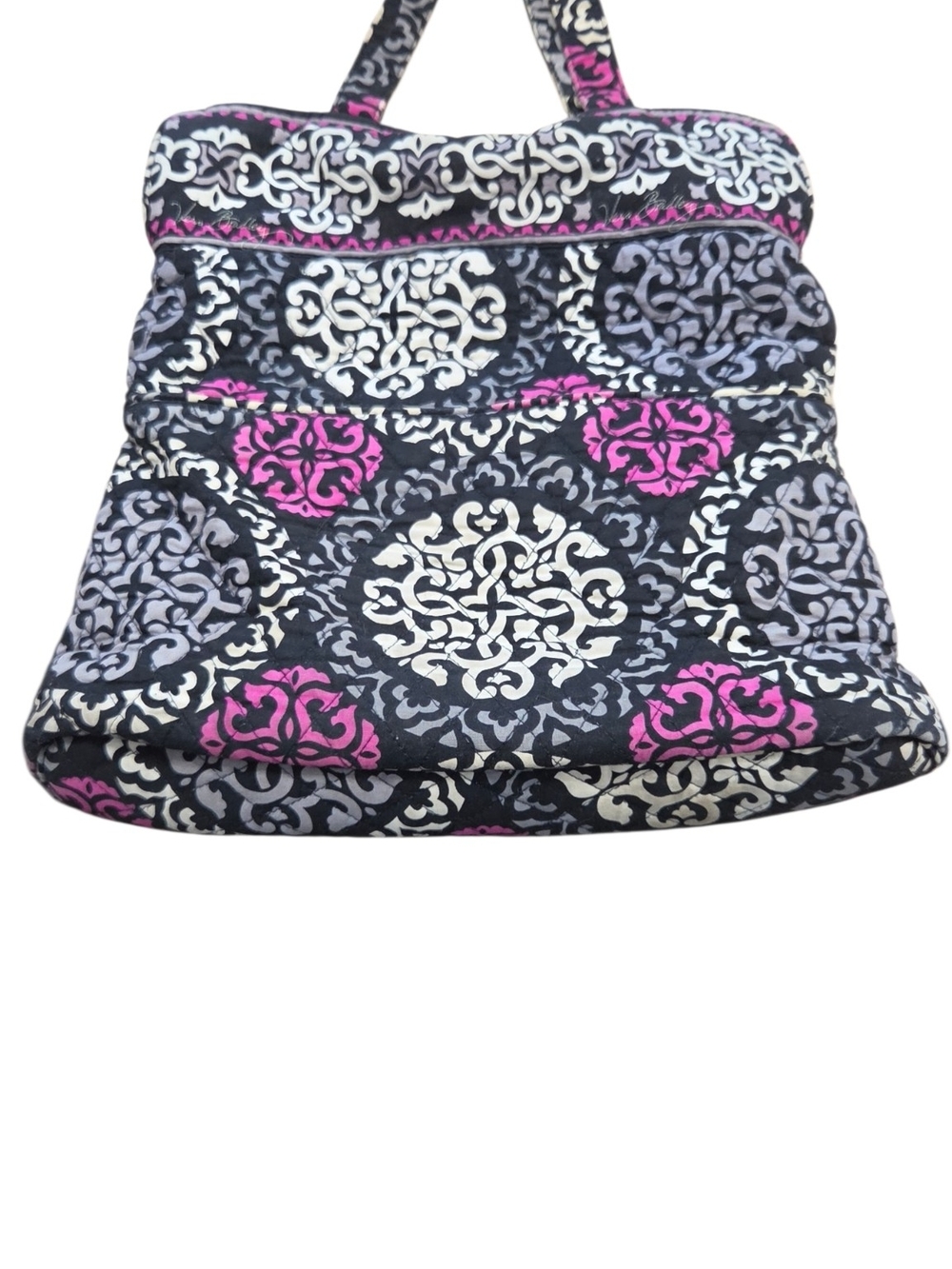 Vera Bradley Quilted Tote in Black, White & Pink Accent